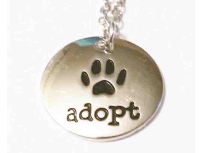 Adopt Paw Print Circle Rescue Charm Necklace