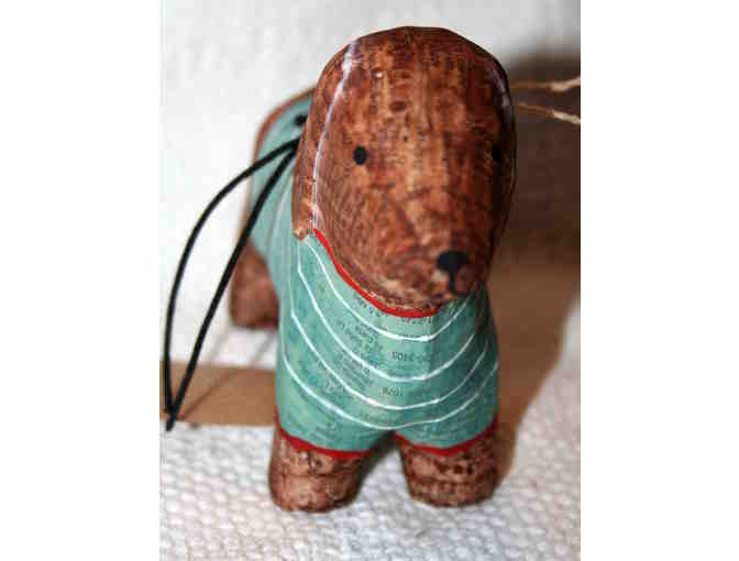 Hand Crafted Paper Mache' Dachshund Dog Christmas Ornament