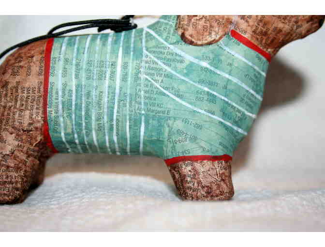 Hand Crafted Paper Mache' Dachshund Dog Christmas Ornament