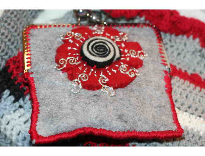 Hand Crocheted Large Purse and Smaller Felted Clutch