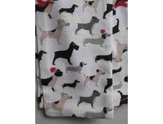 Holiday Christmas Dogs Kitchen Towels Set of Two Cynthia Rowley