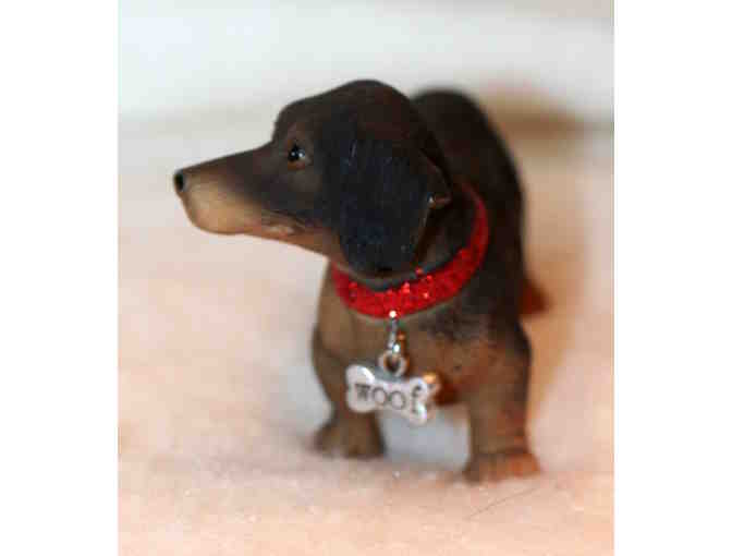 Black & Tan Dachshund Christmas Ornament with Woof Sparkly Collar
