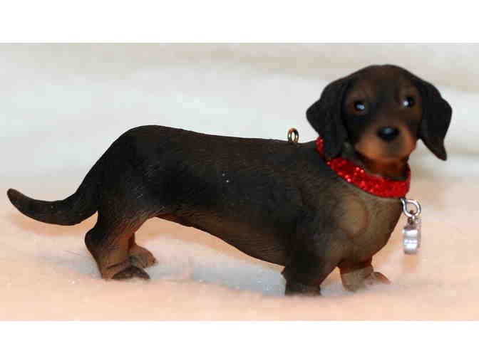 Black & Tan Dachshund Christmas Ornament with Woof Sparkly Collar