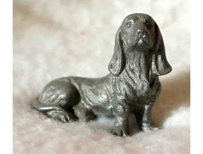 Droopy Eared Pewter Dachshund Dog Figurine