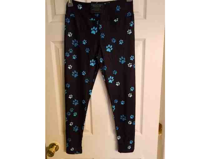 Charlie's Project Black Leggings with Blue Pawprints - Photo 1