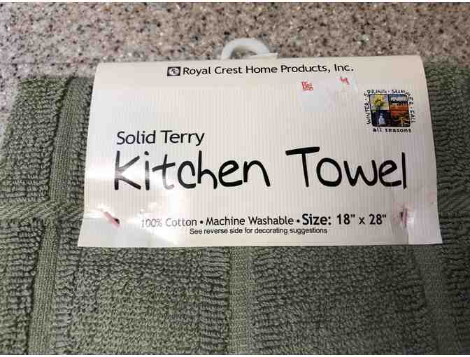 Set of two sage green kitchen towels-Who Rescued Who?