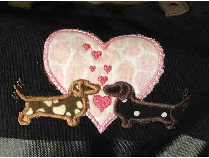 Canvas Tote Bag with Dachshunds and Hearts