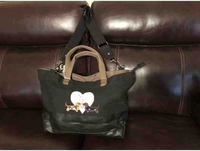 Canvas Tote Bag with Dachshunds and Hearts