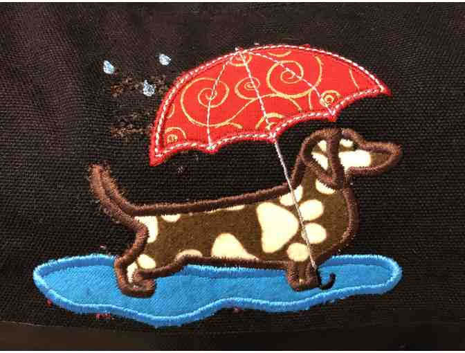 Canvas Tote Bag with Embroidered Dachshunds on front and back