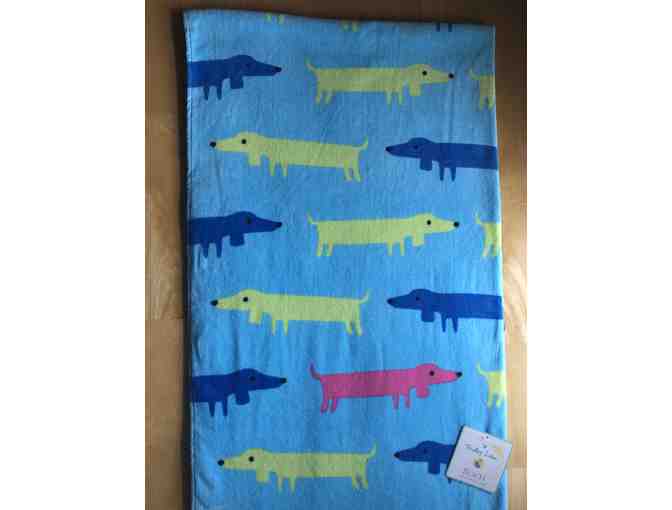 Blue Beach Towels with Pastel Colored Dachshunds