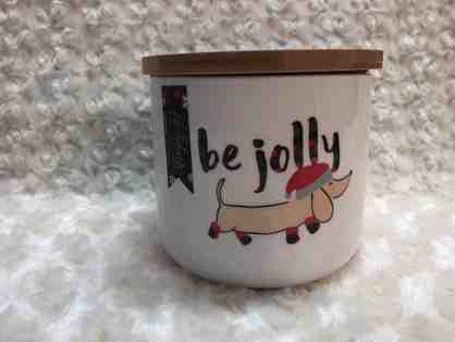 "Be Jolly" Porcelain Dachshund Jar