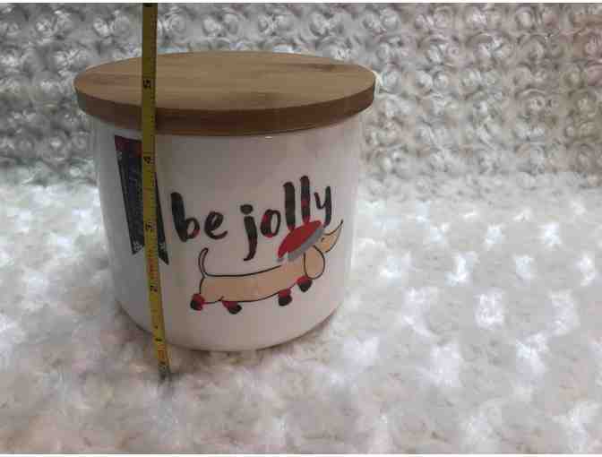 'Be Jolly' Porcelain Dachshund Jar