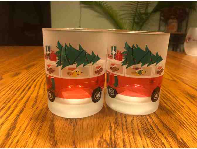 Dachshund Red Van Frosted Holiday Glasses