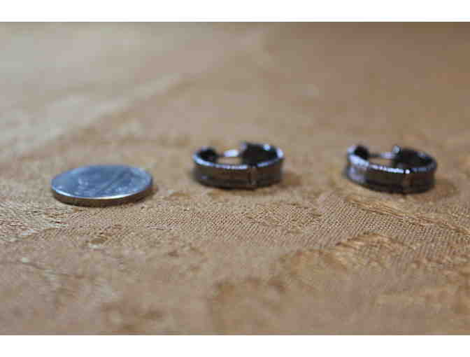 Genuine White Diamond Accent Hoops in Sterling Silver