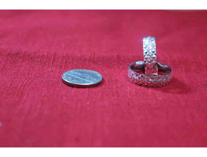 Men's Sterling Silver Diamond-Cut Wedding Band, Quantity 2