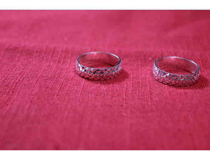 Men's Sterling Silver Diamond-Cut Wedding Band, Quantity 2