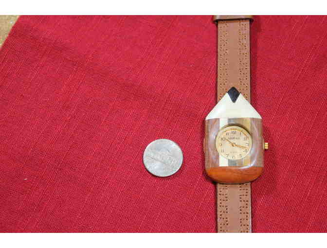 Wood & Genuine Leather Unisex Watch by Shivas