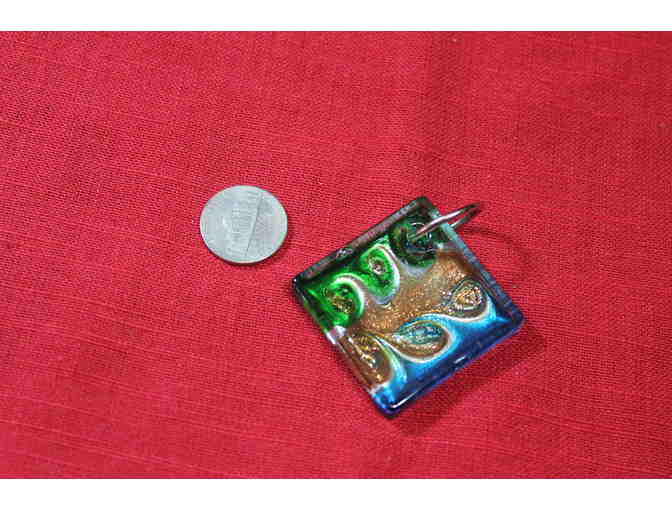 Murano Inspired Glass Multi-colored Pendant, Square