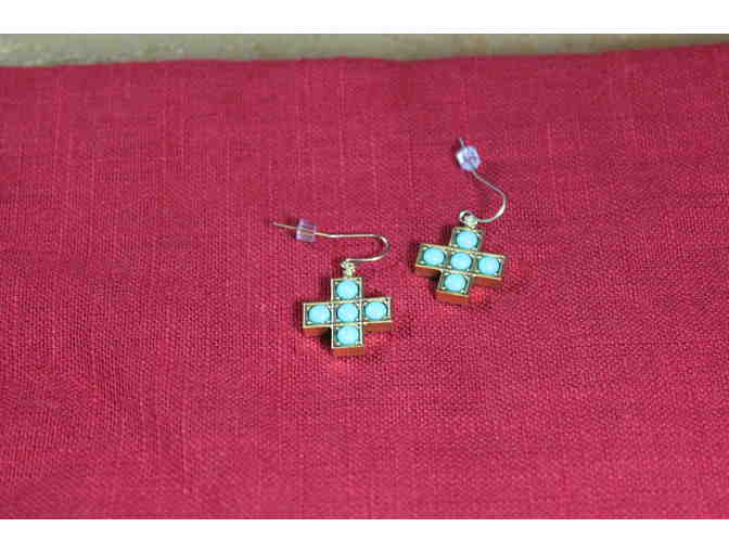 Linda Levinson Cross Earrings, turquoise stones
