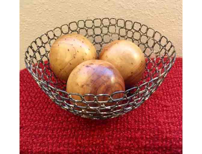 Metal Bowl with Decoratvie Wooden Balls