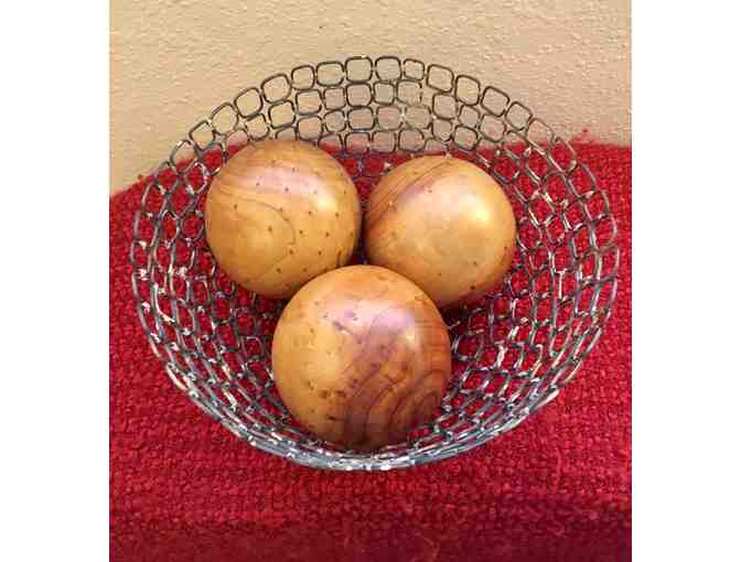 Metal Bowl with Decoratvie Wooden Balls