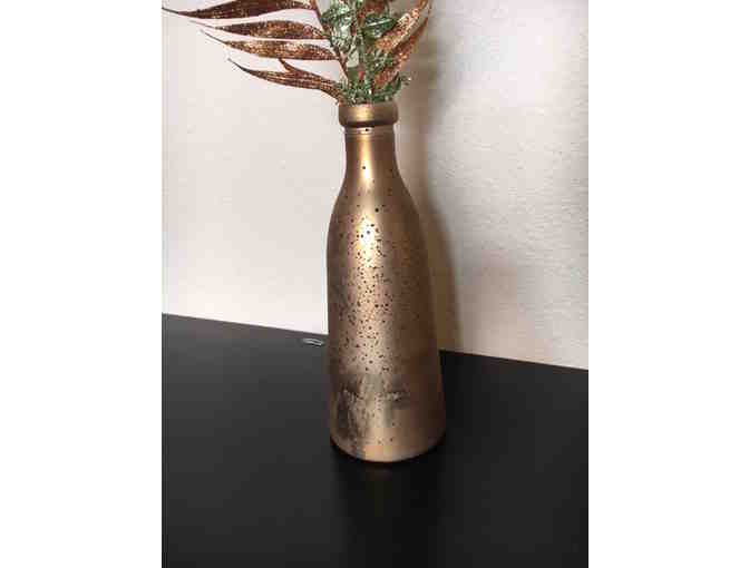 Gold-Painted Vase with Sparkly Ferns