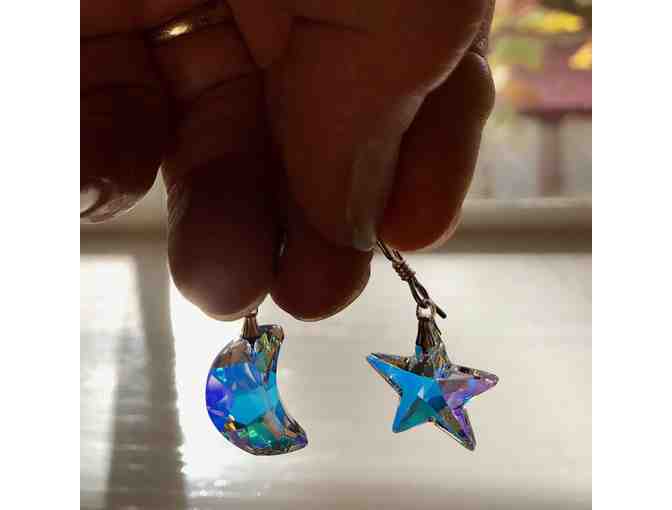 Swarovski Crystal Moon and Star Earrings