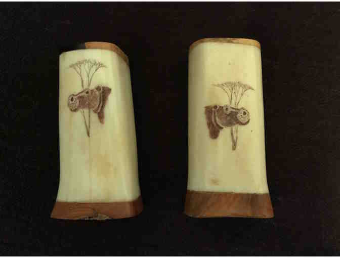 Handcarved Ivory Salt and Pepper Shakers