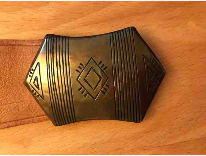 Woven Leather Belt with Brass Buckle