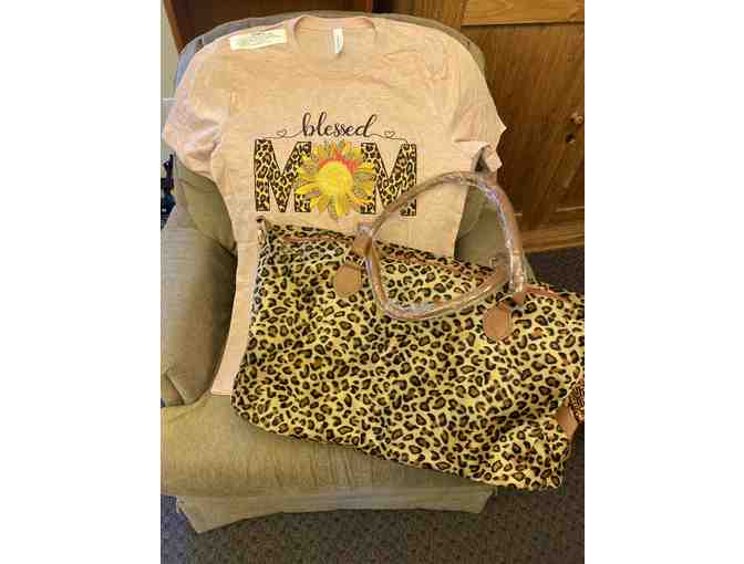 Leopard Weekender Tote w/ Blessed Mama T-shirt - Photo 1
