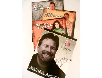 Michael Andretti & Danica Patrick autographed photos with a bottle of Andretti wine