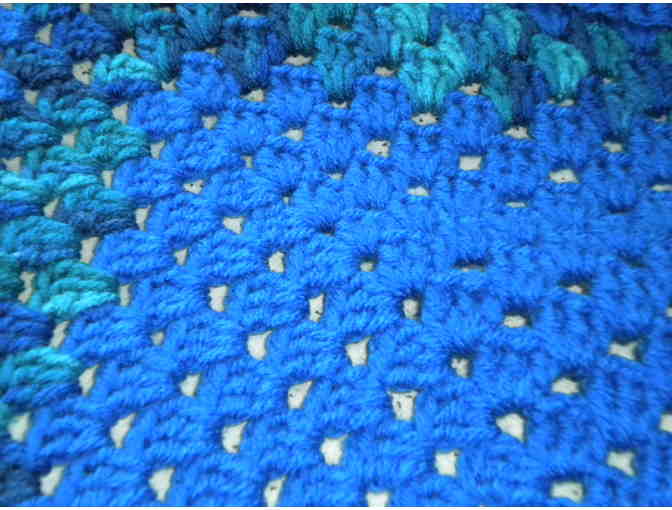 Hand Crocheted Afghan: Blue w/Variagated