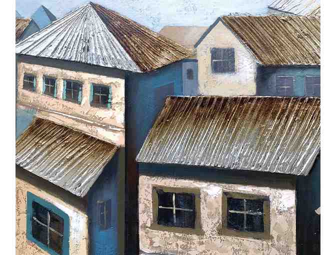 Large Canvas of Town with Metallic House Roofs - Photo 1