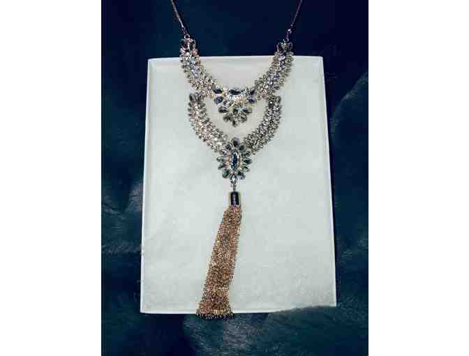 Guess Gold Drop Necklace with Rhinestones and Tassle