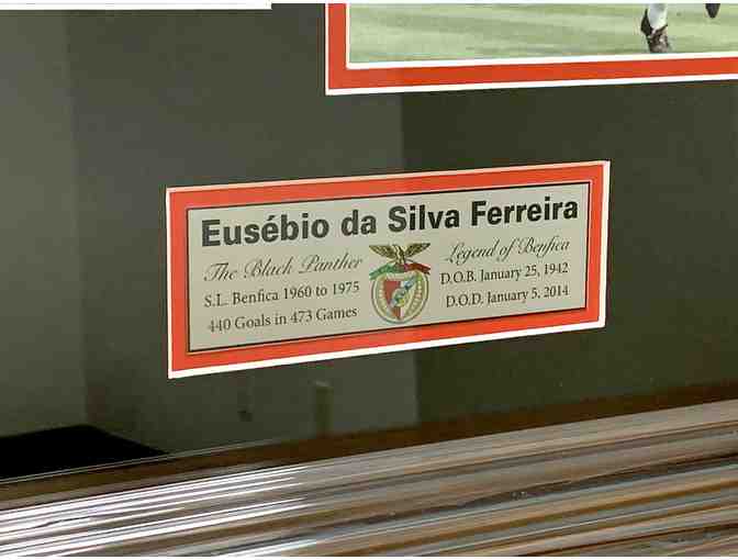 Framed Benfica Jersey Autographed by Former Player Eusebio da Silva Ferreira