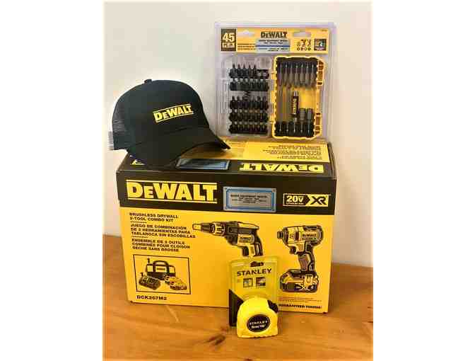 'Dewalt Brushless Drywall 2 Tool Combo Kit, 45 Piece Screwdriving Bit Set and Stanley Tape