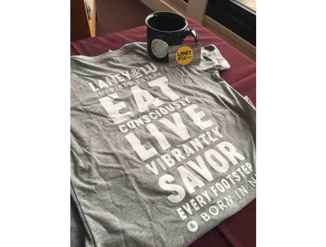 $15 Gift Certificate, Tee shirt and a Camp Mug from Laney & Lu owned and operated by J