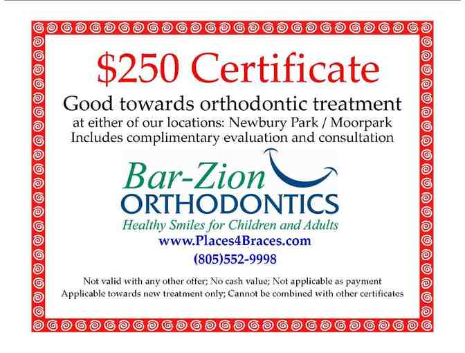 Bar-Zion Orthodontics Certificate