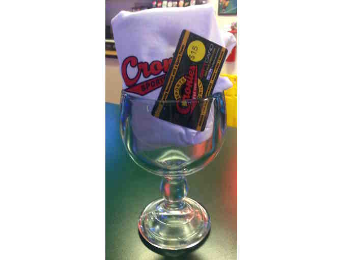 Cronie's Sports Grill : $15 gift card, Cronie's t shirt and 20oz. schooner!
