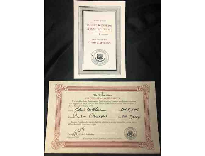 1st Edition, Signed book, 'Bobby Kennedy - A Raging Spirit' bY Chris Matthews