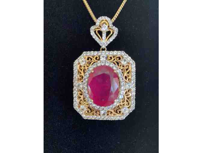 Stunning Vintage Ruby and Sapphire Pendant