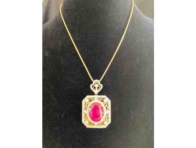 Stunning Vintage Ruby and Sapphire Pendant