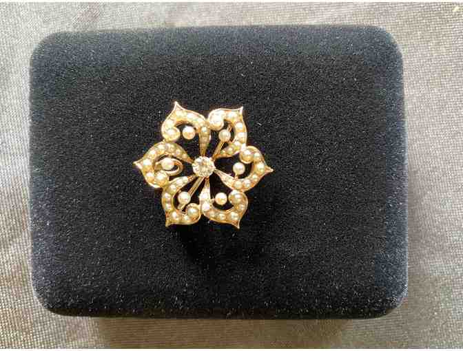 Lovely Estate Diamond and Pearl Pin/Pendant