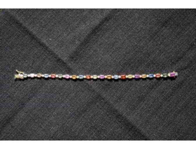 Beautiful Estate Multi-Colored Oval Sapphire and Diamond Bracelet