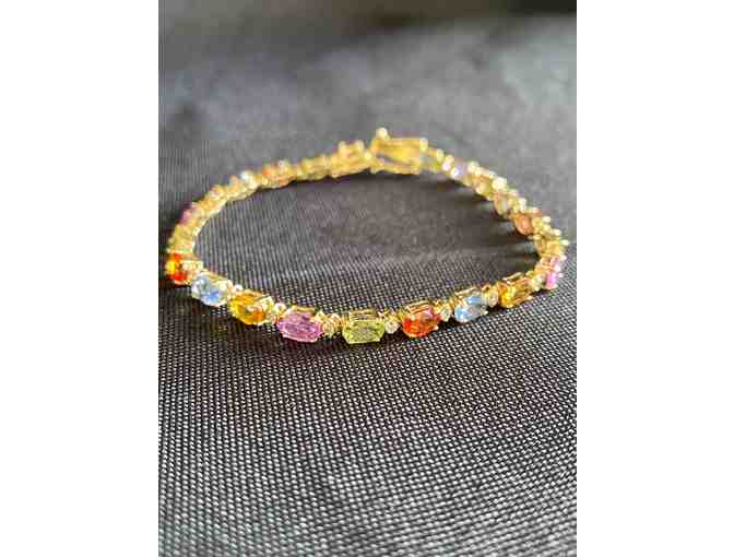 Beautiful Estate Multi-Colored Oval Sapphire and Diamond Bracelet