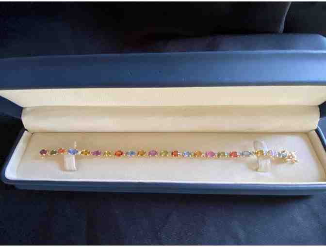 Beautiful Estate Multi-Colored Oval Sapphire and Diamond Bracelet