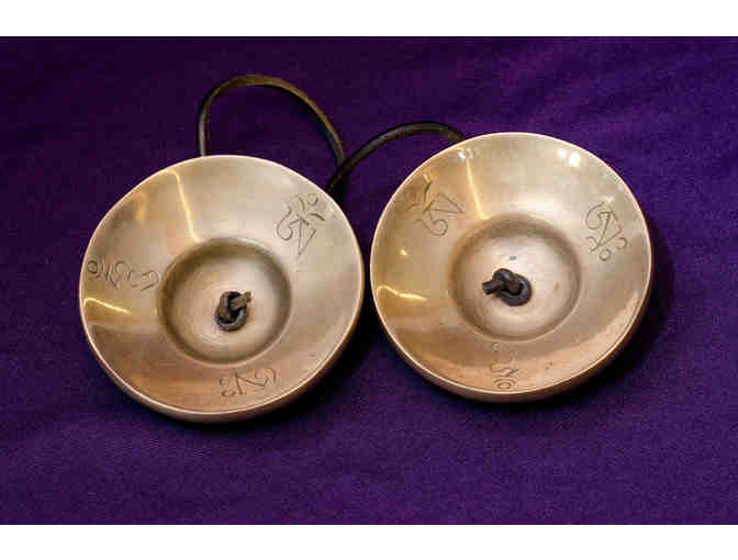 Tingsha Cymbals with Seed Syllables 'OM AH HUM'