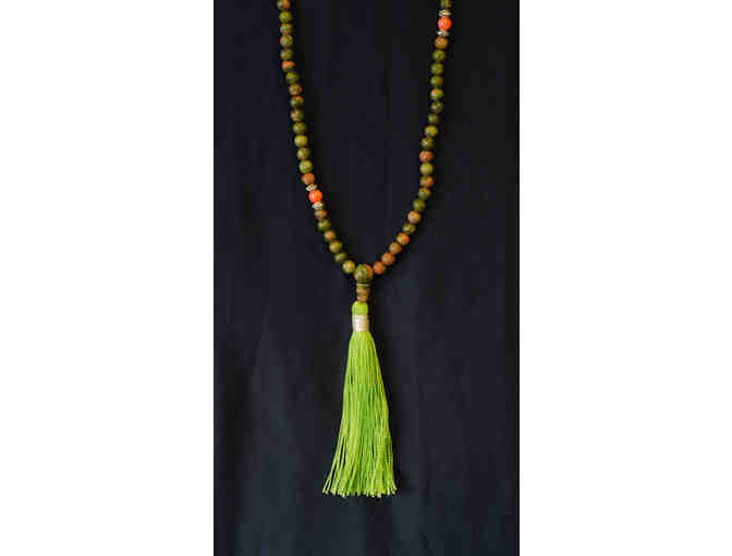 Unakite Jasper and Pink Coral Handmade Mala
