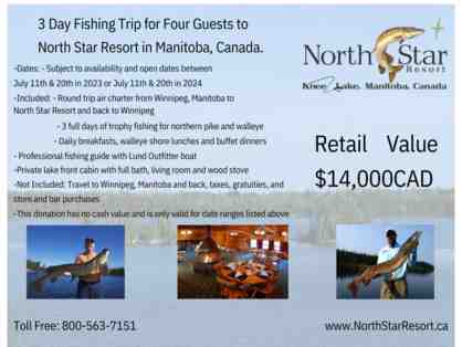 3 Day Fishing Trip for Four Guests to North Star Resort in Manitoba, Canada