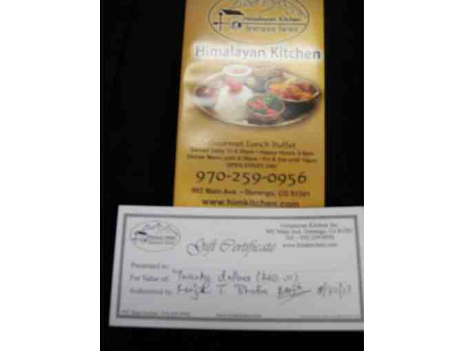 $20 gift certificate to Himalayan Kitchen